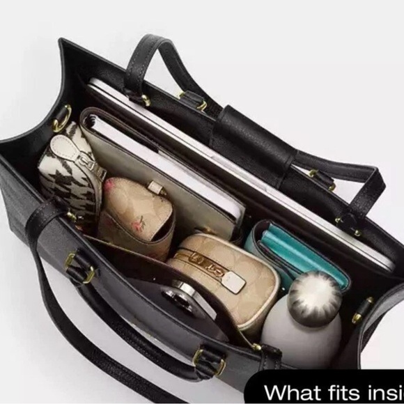 Coach Black Croc Embossed Leather Tote Laptop Bag EUC - Picture 5 of 11